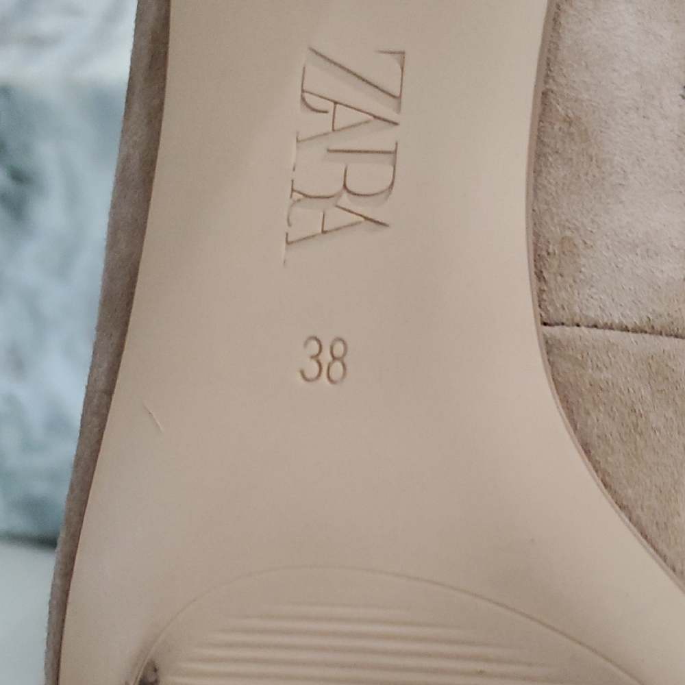 Zara Tan Flats Sleek Minimalist Design Sz 8 - Picture 14 of 14